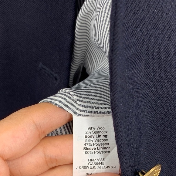 J. CREW school boy Blazer in Italian Stretch Wool Navy and Gold Button Details - Picture 8 of 13